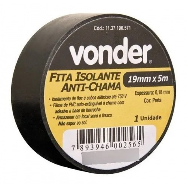 FITA ISOLANTE VONDER 5METROS 