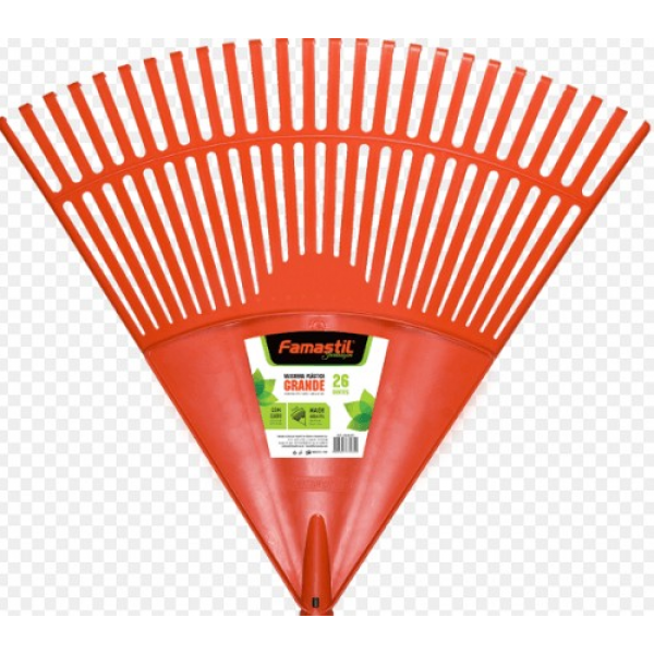 VASSOURA JARDIM PLAST 22D LARANJA C/CABO FAMASTIL