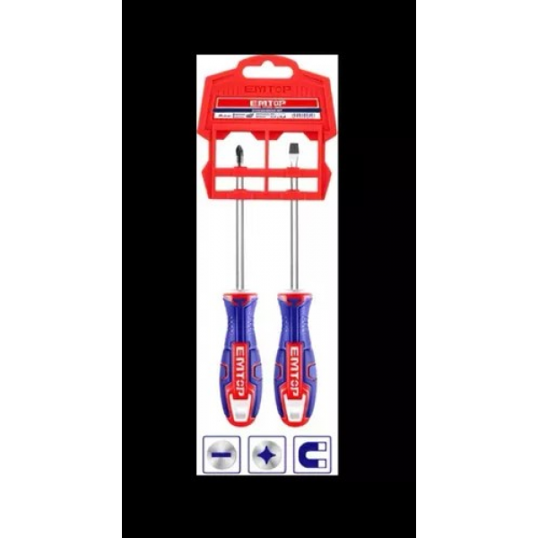 JOGO DE CHAVES DE FENDA E PHILIPS C/2 PCS EMTOP