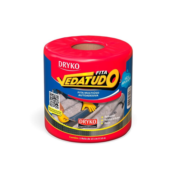FITA ADESIVA IMPERMEAVEL 15CMX10M VEDATUDO ALUMINIO DRYCO 