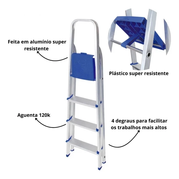 ESCADA   ALUMINIO 4 DEGRAUS MOR 