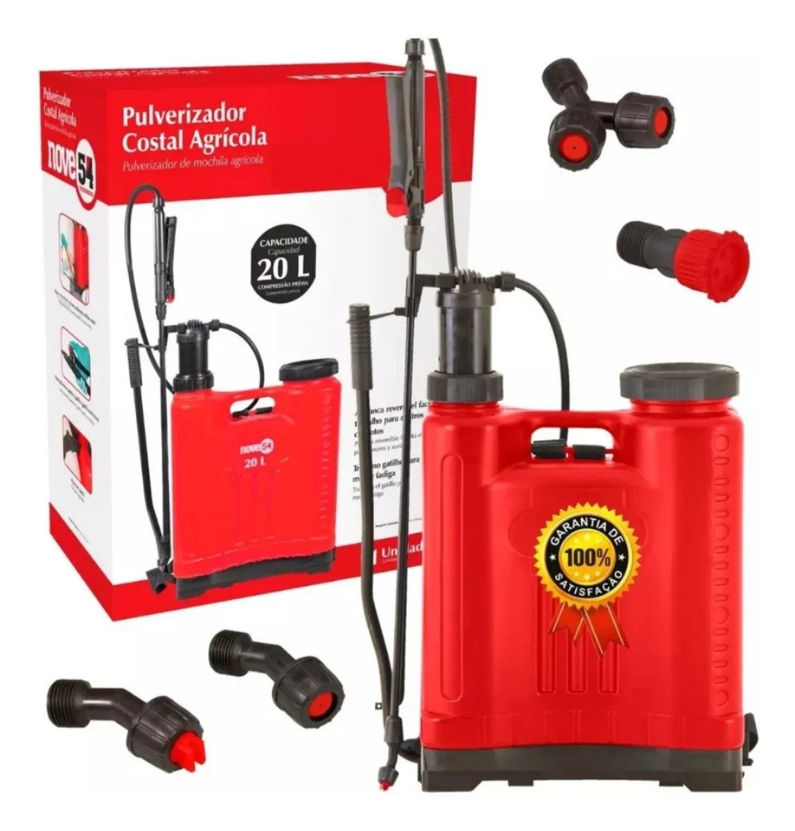 PULVERIZADOR AGRICOLA 20,0L  NOVE 54 VERMELHA 