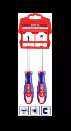 JOGO DE CHAVES DE FENDA E PHILIPS C/2 PCS EMTOP