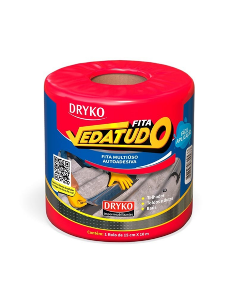 FITA ADESIVA IMPERMEAVEL 15CMX10M VEDATUDO ALUMINIO DRYCO 